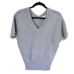 Gap Women's Gray Silver Acrylic Nylon V-Neck Sleeveless Knit Sweater